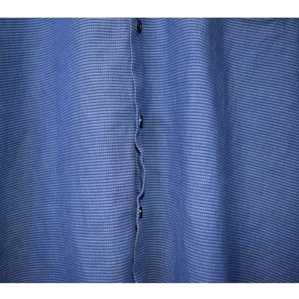 Emanuel Ungaro Paris Men’s Blue Micro Pattern Long Sleeve Dress Shirt 16.5